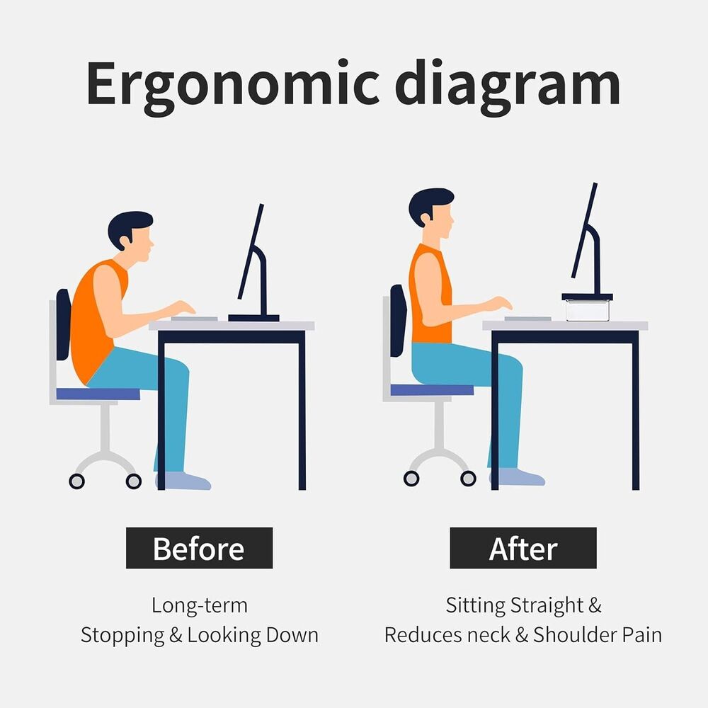 Ergonomic Acrylic Monitor Stand with Desk Organizer