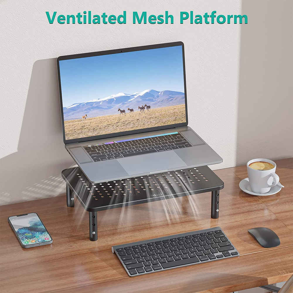 Ergonomic Adjustable Monitor Stand with Storage