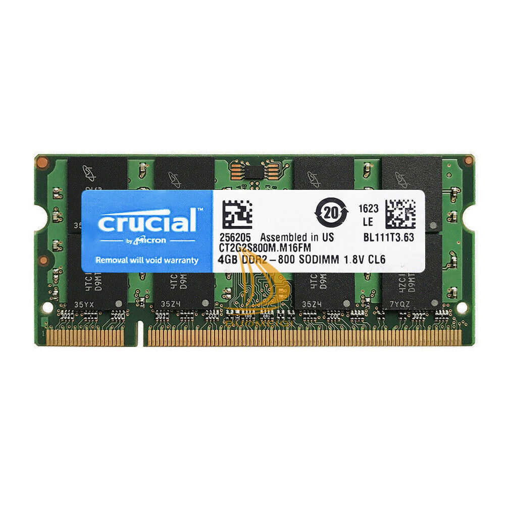 Crucial 8GB (4GBx2) DDR2-800MHz 200pin SODIMM Laptop Memory Kit