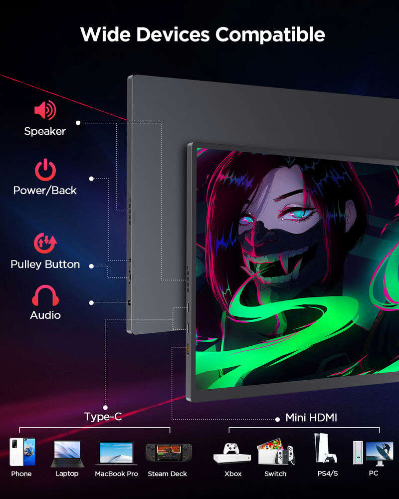 16" 120Hz 2K Portable Gaming Monitor with USB-C and FreeSync