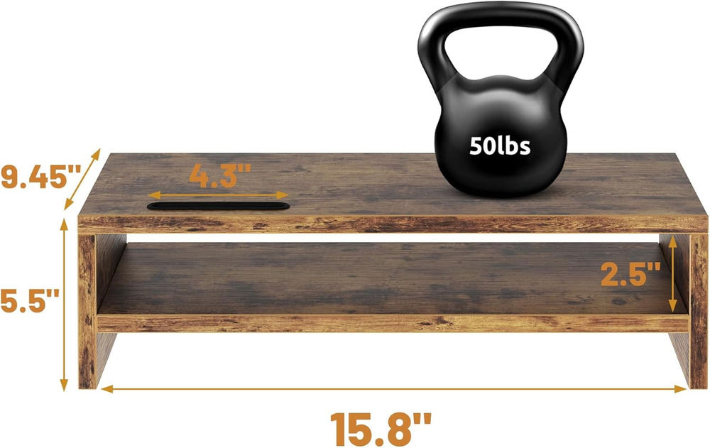 Elevate Your Workspace with a 2-Tier Wood Monitor Stand