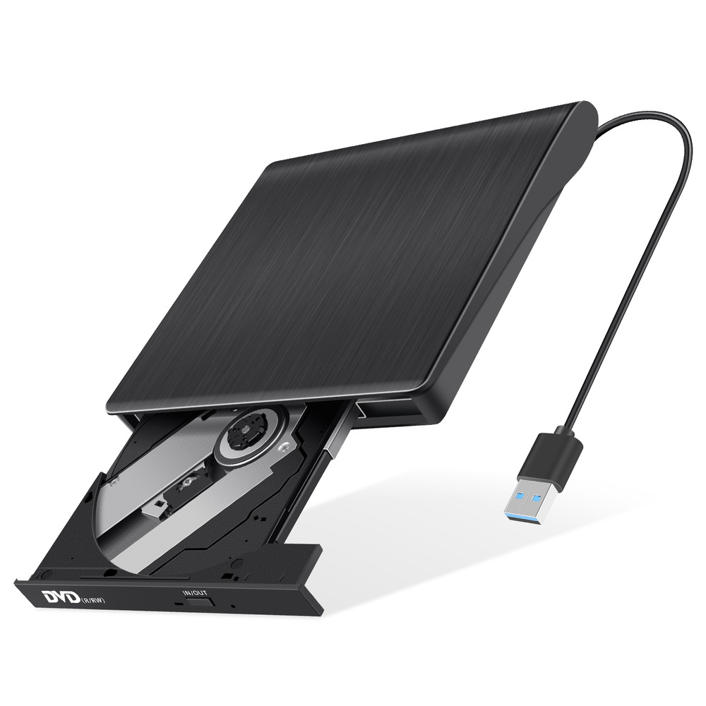 USB 3.0 Dual Port External DVD CD Drive with Optical Burner