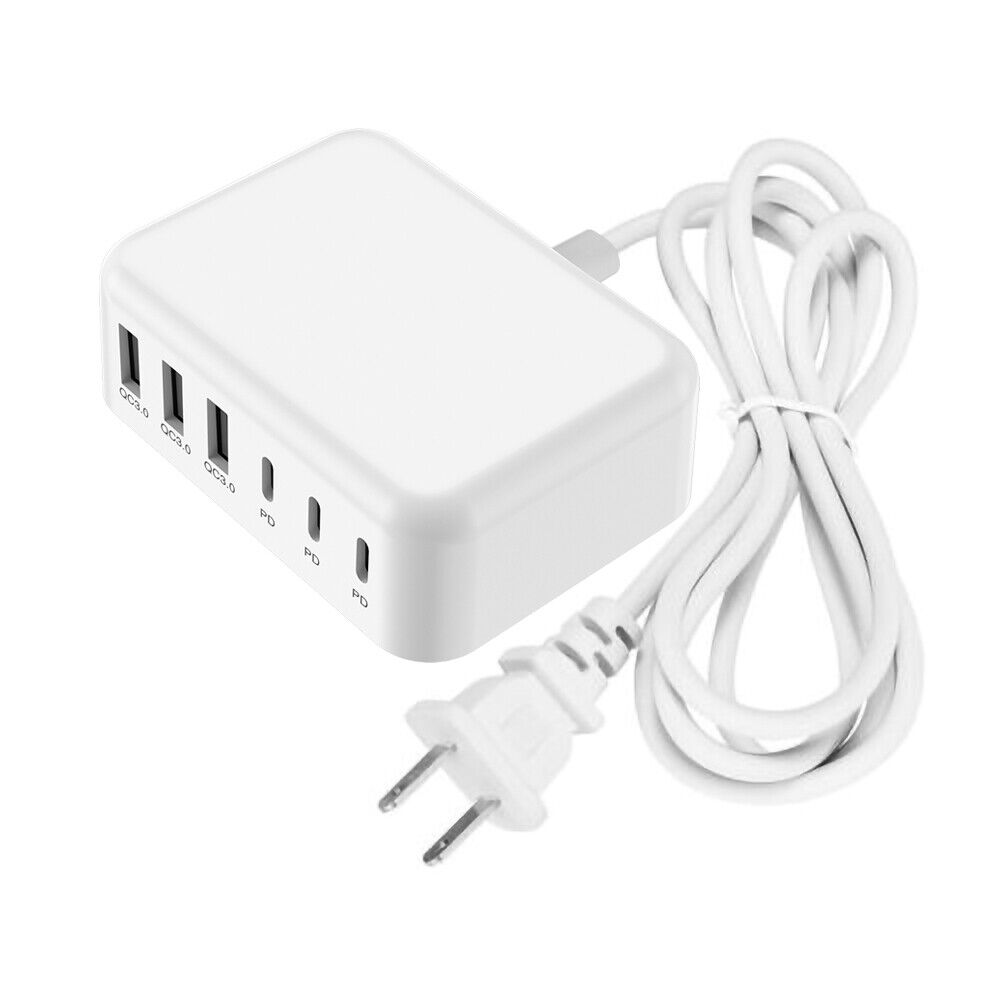 High-Speed 6-Port USB Hub with USB-C PD Charger