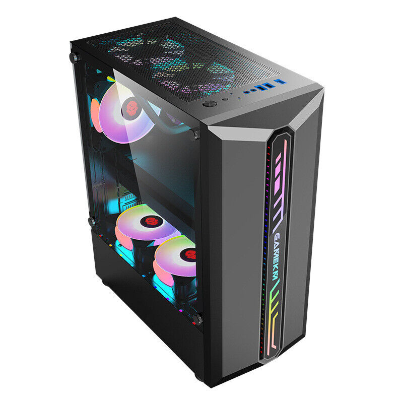 Stylish Black USB 3.0 Tempered Glass ATX Mid-Tower Gaming PC Case