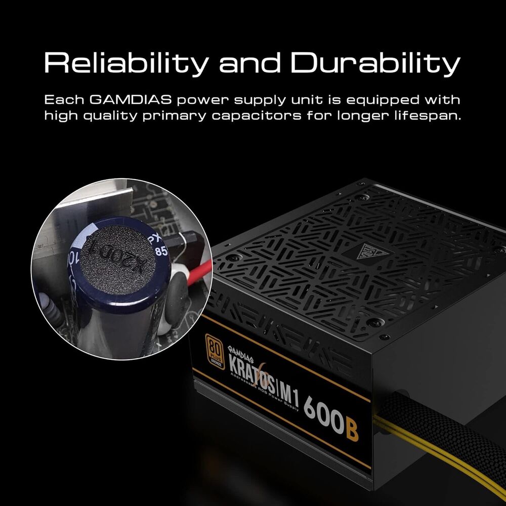 GAMDIAS RGB 600W Gaming Power Supply, 80 Plus Bronze Certified