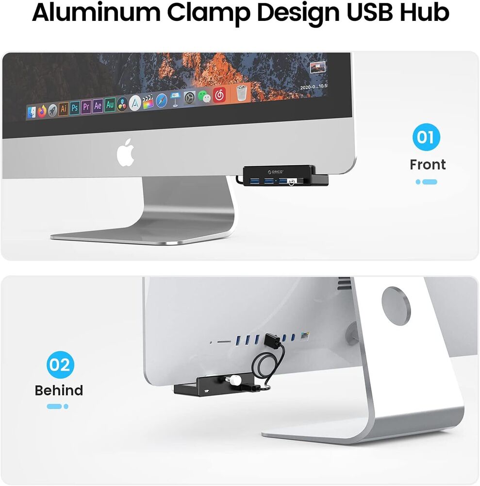 ORICO Aluminum 4-Port USB 3.0 Clamp Hub with Power Supply