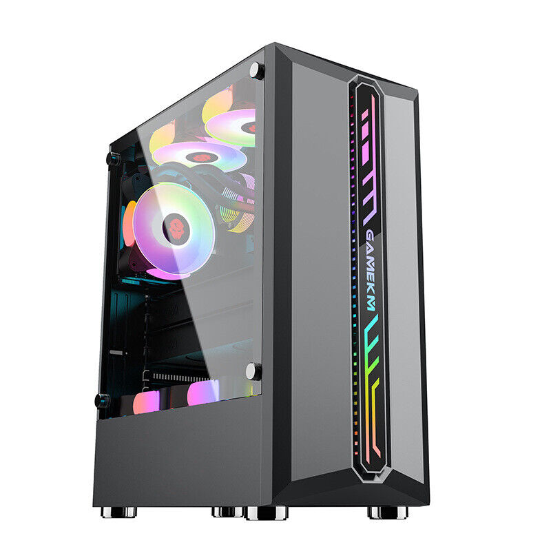 Stylish Black USB 3.0 Tempered Glass ATX Mid-Tower Gaming PC Case