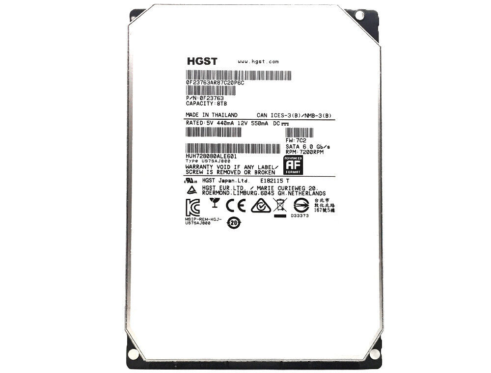 HGST Ultrastar 8TB 7200RPM SATA 6Gb/s Enterprise Hard Drive