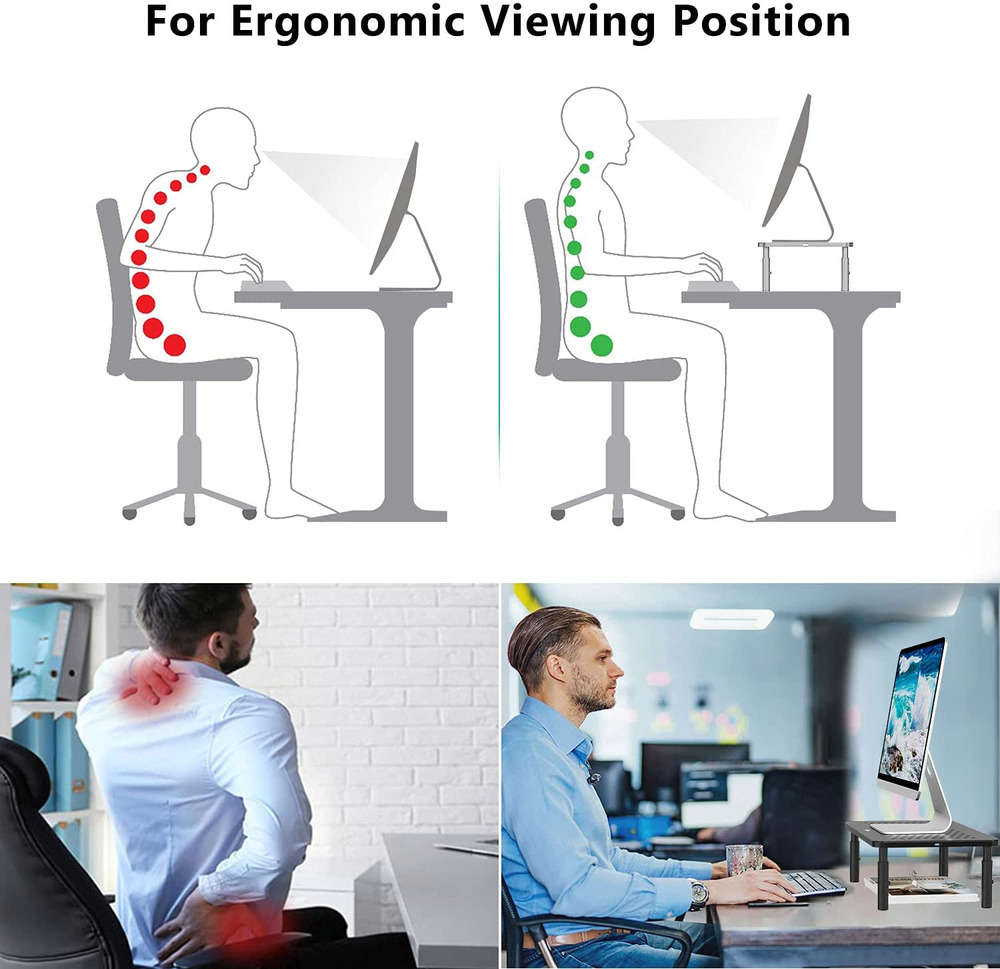 Ergonomic Adjustable Monitor Stand with Storage