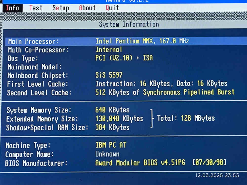 Vintage Gigabyte GA-586STX2 Motherboard with CPU and 128MB RAM