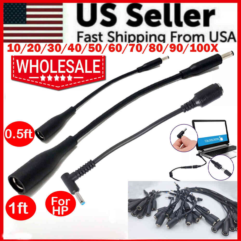 7.4mm to 4.5mm DC/AC Power Charger Converter Cable for HP/Dell Laptops