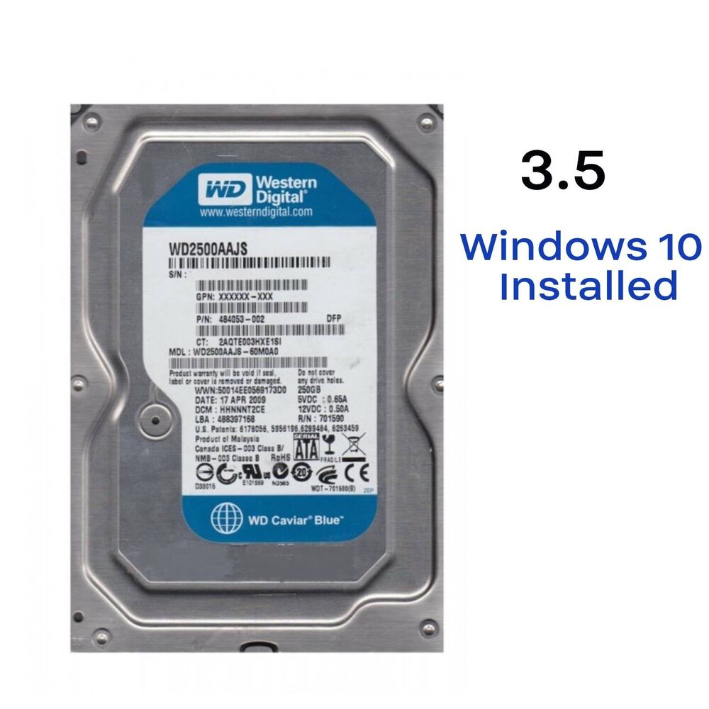 3.5" SATA HDD with Pre-Installed Windows 7/10 Legacy