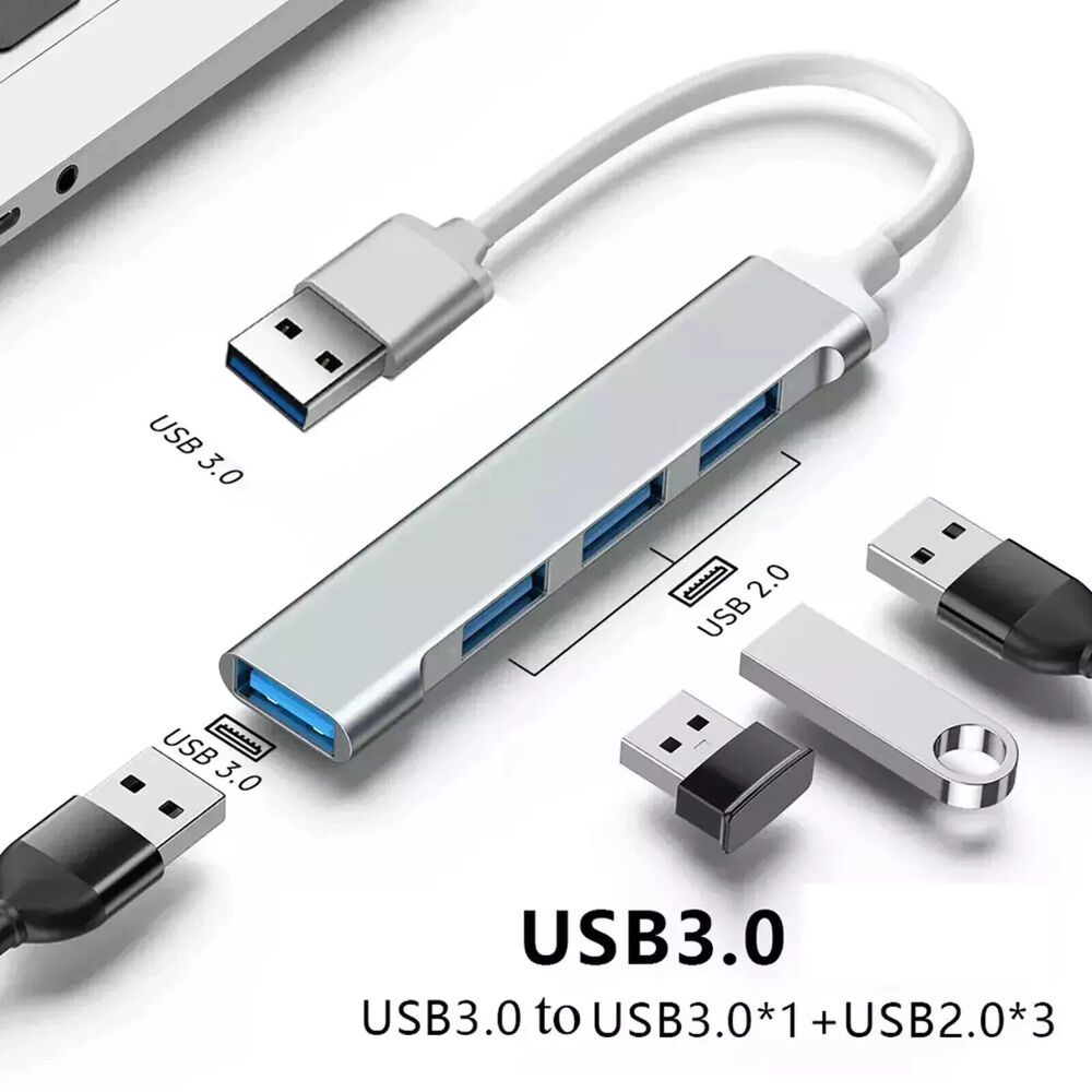 4-Port USB 3.0 Hub with Splitter and Expander for Enhanced Connectivity