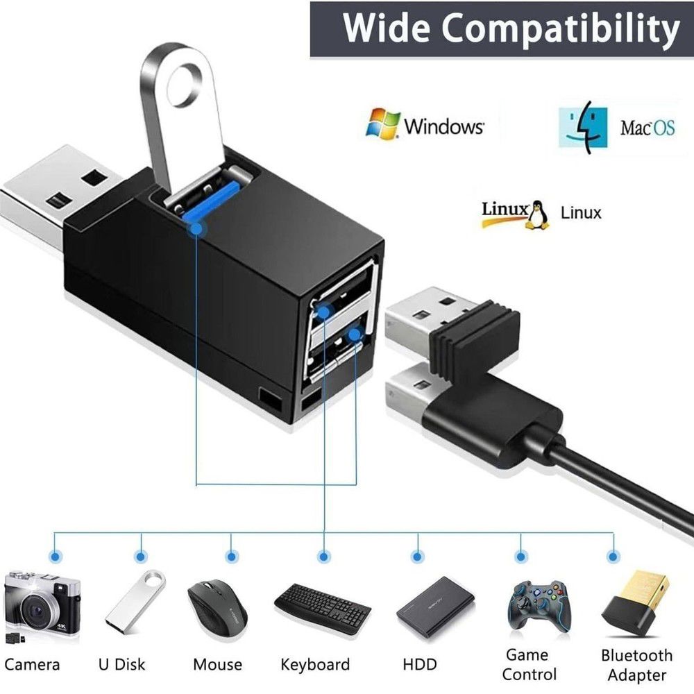 3-Port USB 3.0 Hub for Enhanced Connectivity | Windows & Mac Compatible