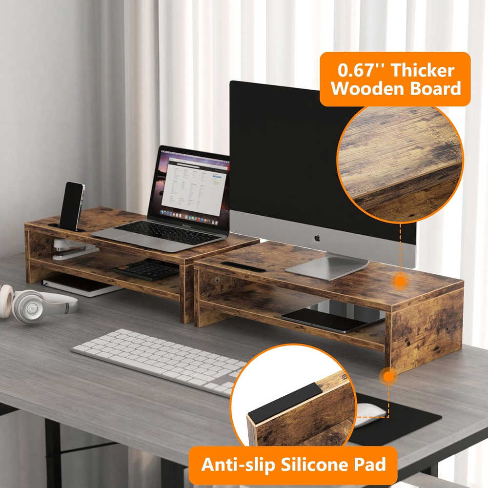 Elevate Your Workspace with a 2-Tier Wood Monitor Stand