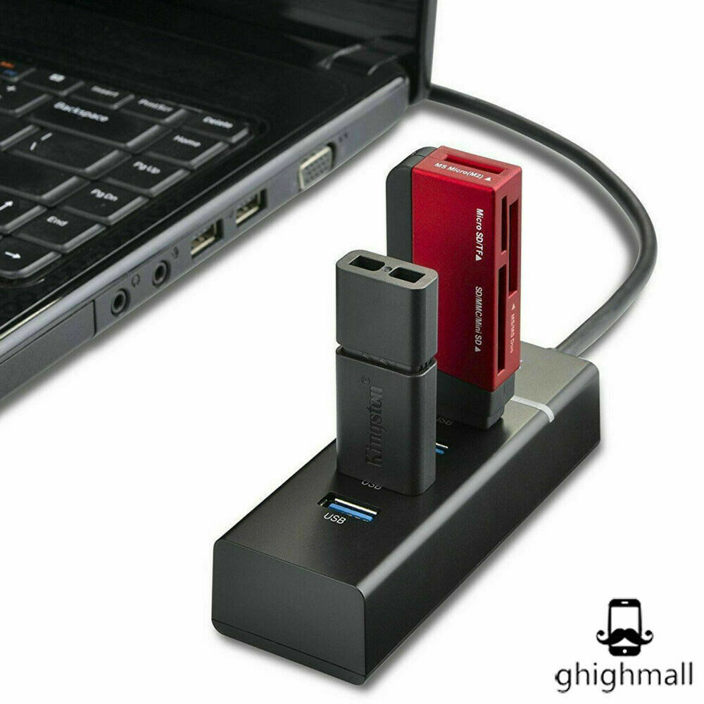 4 Port USB 3.0 High-Speed Hub Splitter for Desktop and Laptop