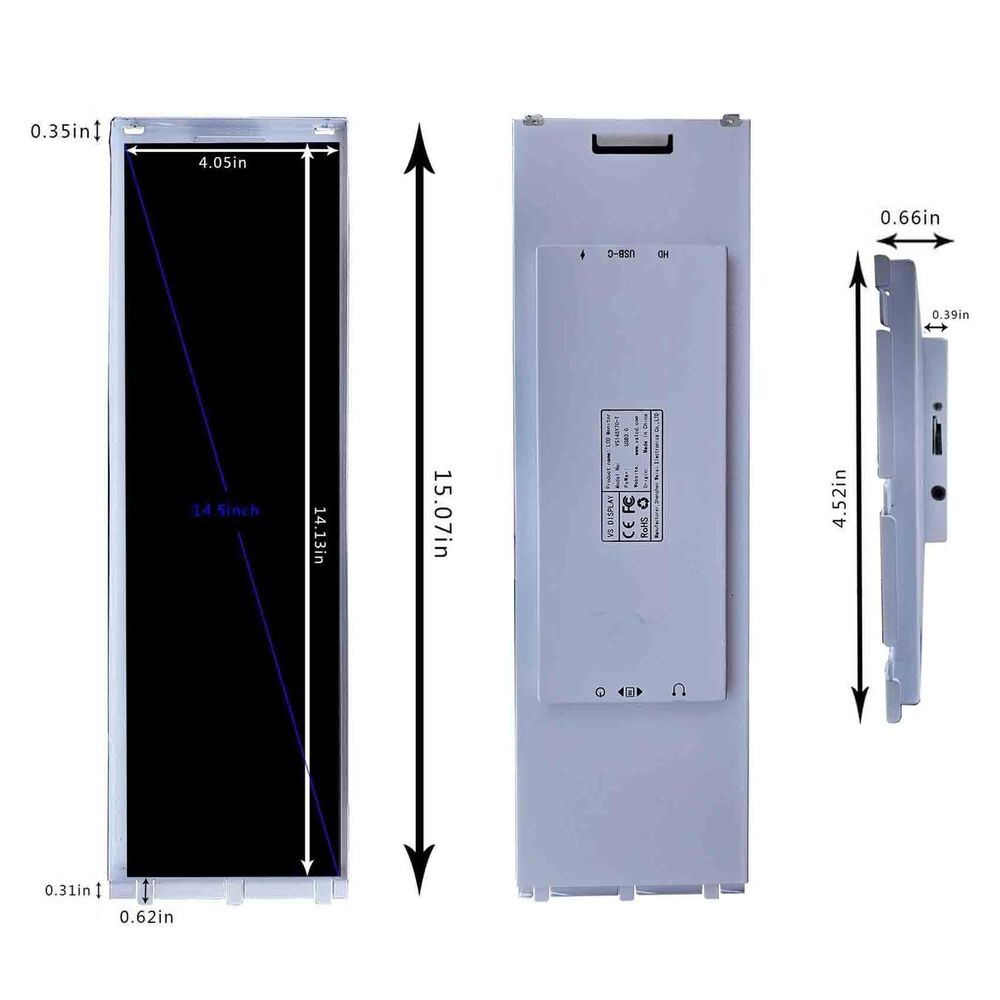 14.5" Touch White LCD Monitor for PC DIY and System Monitoring