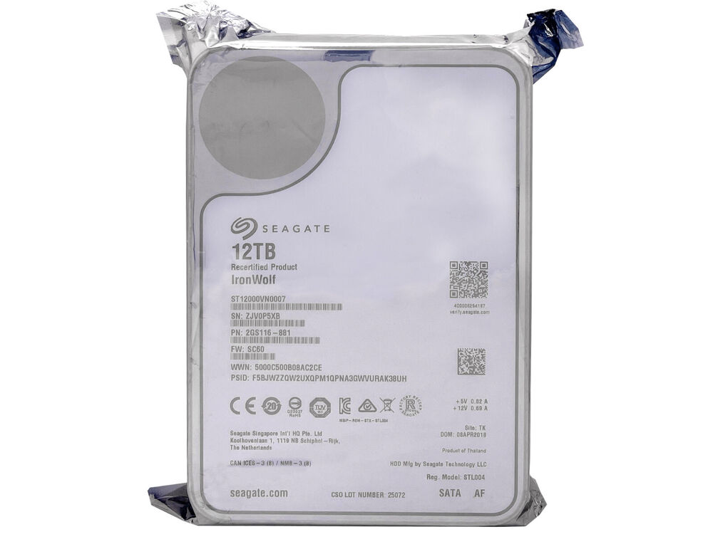 Seagate Ironwolf 12TB 7200RPM SATA 6Gb/s 3.5" Internal Hard Drive