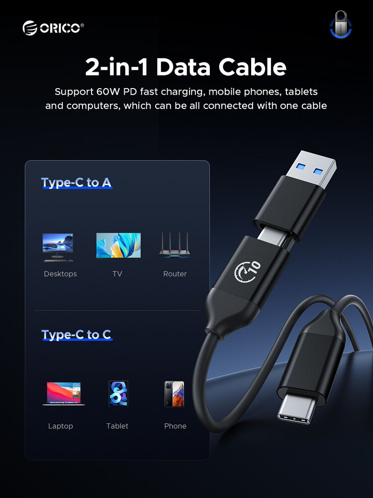 ORICO 1TB Portable SSD - High-Speed 10Gbps Type-C USB 3.2 Gen2
