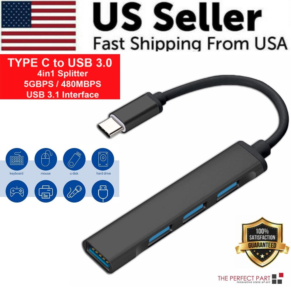 4-Port USB-C Hub Adapter for Multiple Devices