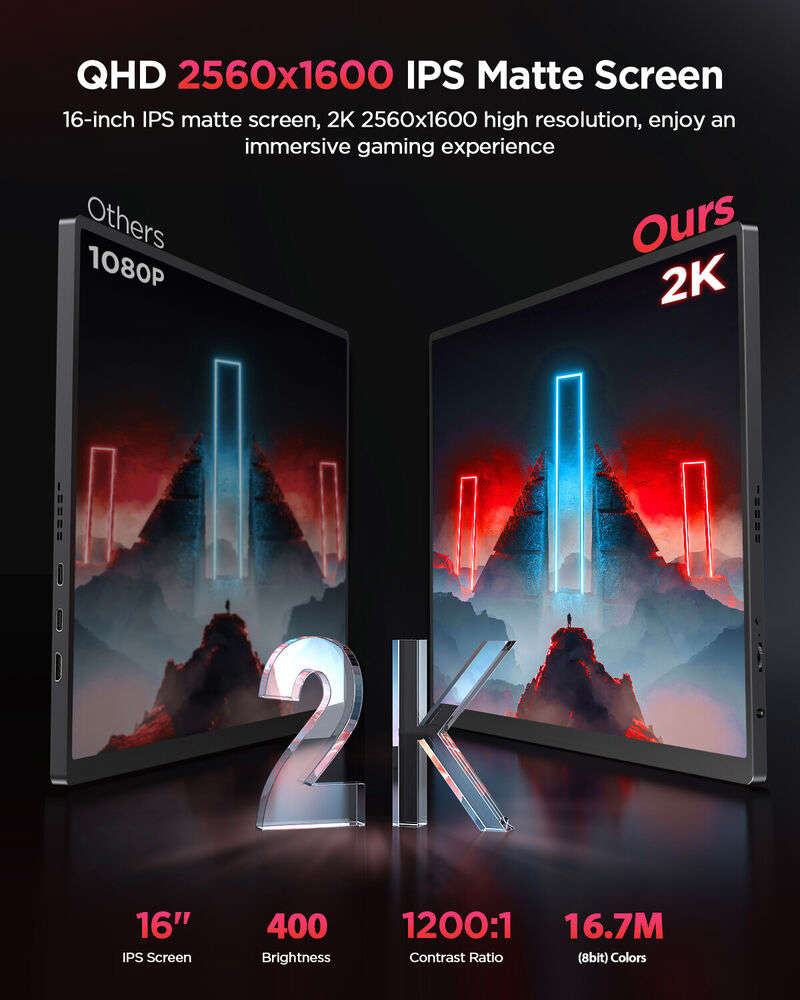 16" 120Hz 2K Portable Gaming Monitor with USB-C and FreeSync