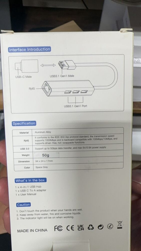 USB 3.0 4-in-1 Multiport Hub with Ethernet Adapter