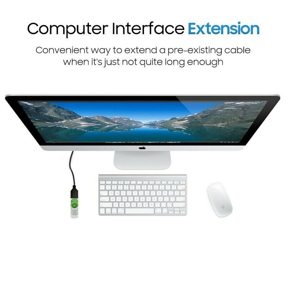 High-Speed USB 2.0 Extension Cable with Male/Female Connectors