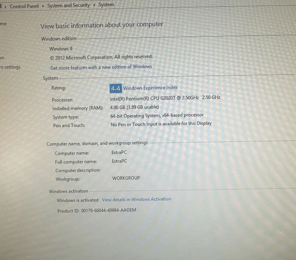 Dell Inspiron One 20AIO PC G2020T 2.50 GHz 8GB All-In-One Computer