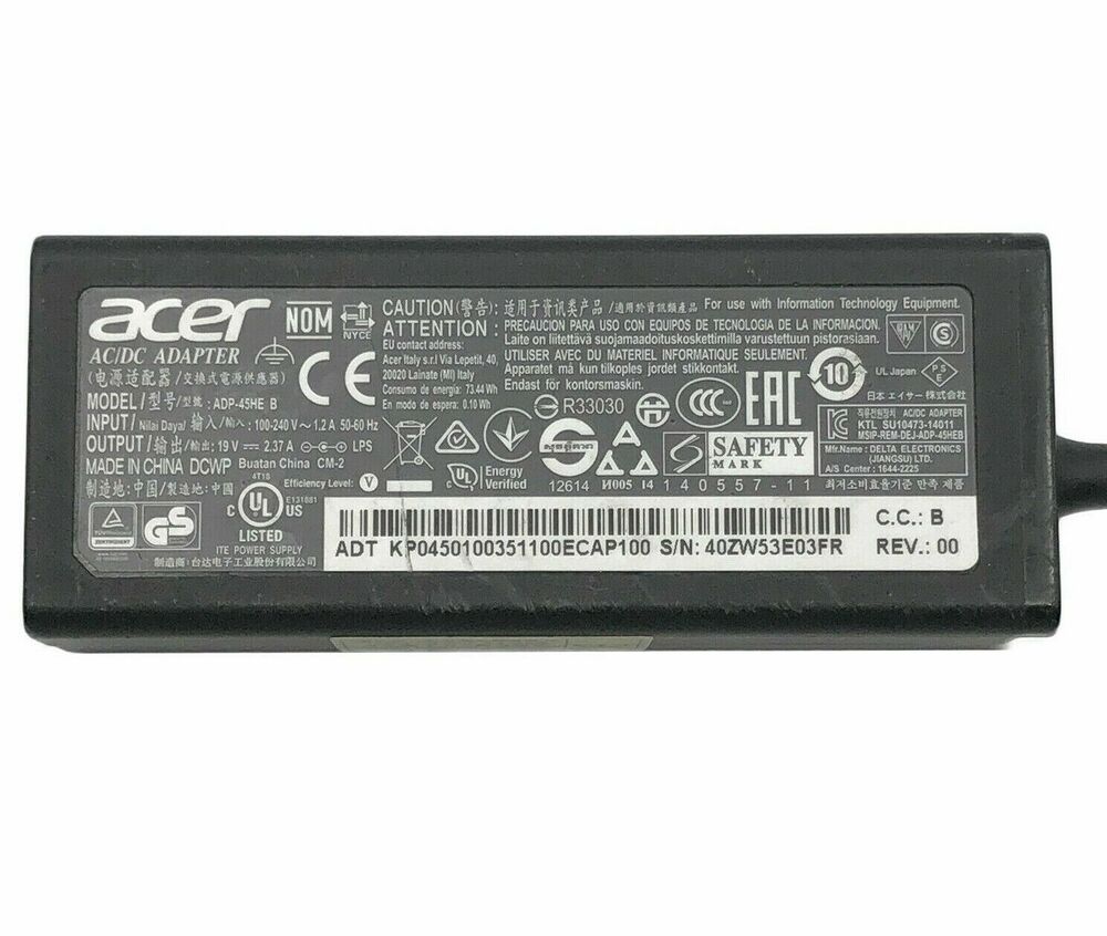 Acer 45W 19V 2.37A Aspire Laptop Power Adapter PA-1450-26