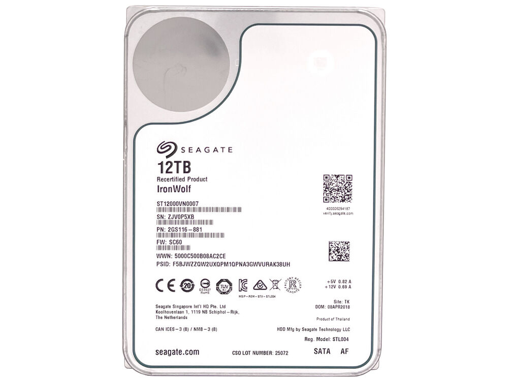 Seagate Ironwolf 12TB 7200RPM SATA 6Gb/s 3.5" Internal Hard Drive