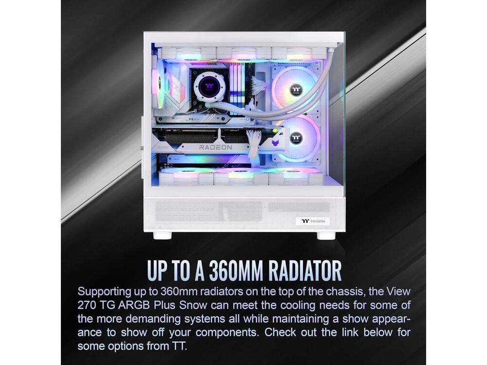 Thermaltake View 270 Plus TG ARGB Snow Mid Tower E-ATX Case with 3x120mm ARGB Fans