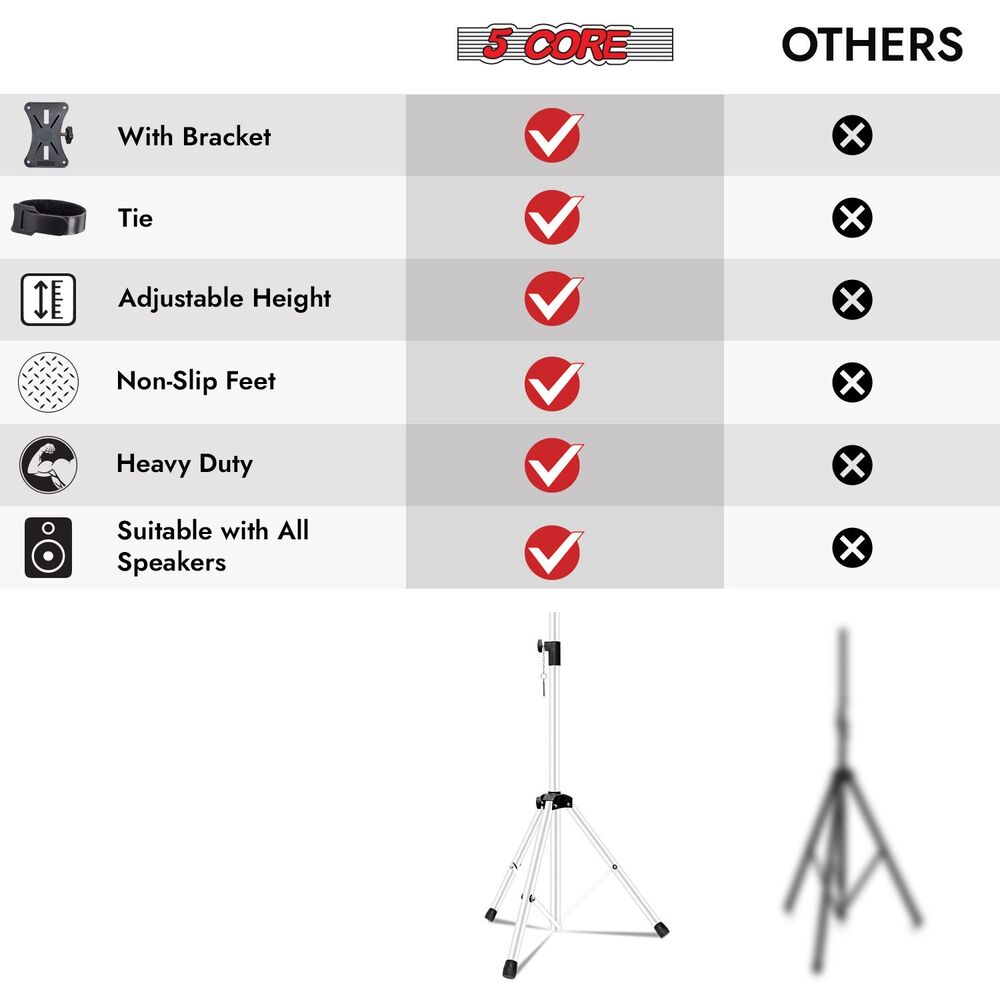 5Core Adjustable 72 Inch DJ Studio Monitor Stands
