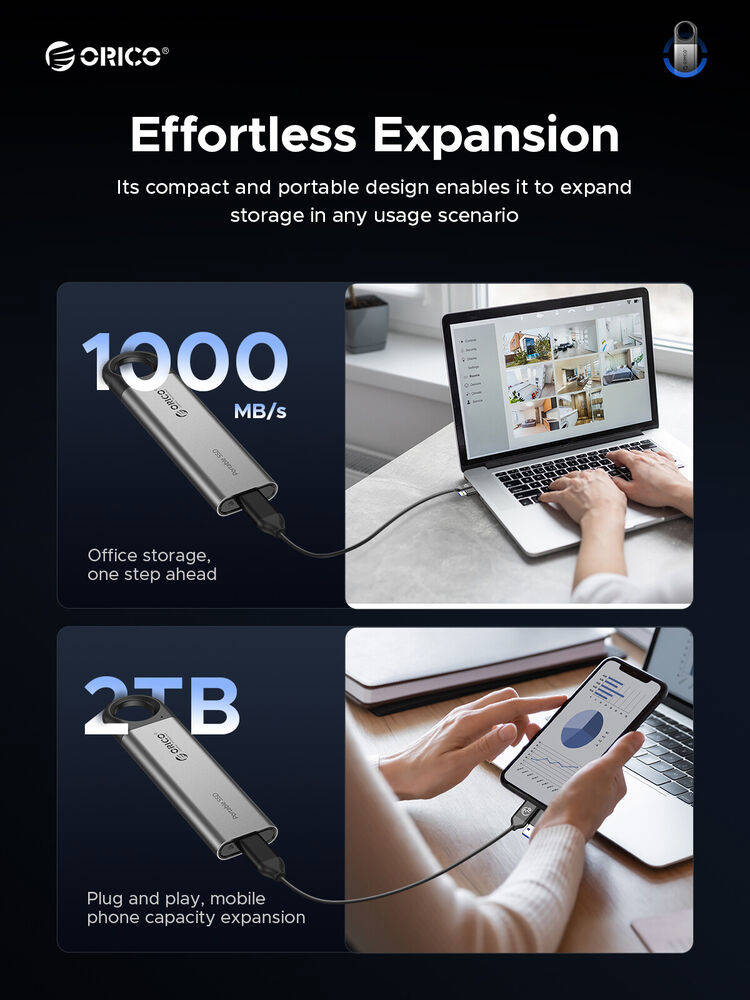 ORICO 1TB Portable SSD - High-Speed 10Gbps Type-C USB 3.2 Gen2