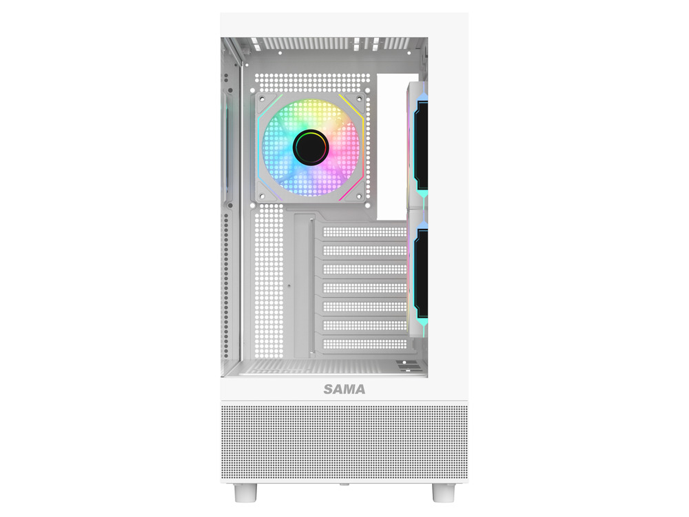 Sama Neview 4361 White Dual Tempered Glass ATX Mid Tower PC Case with USB Type-C