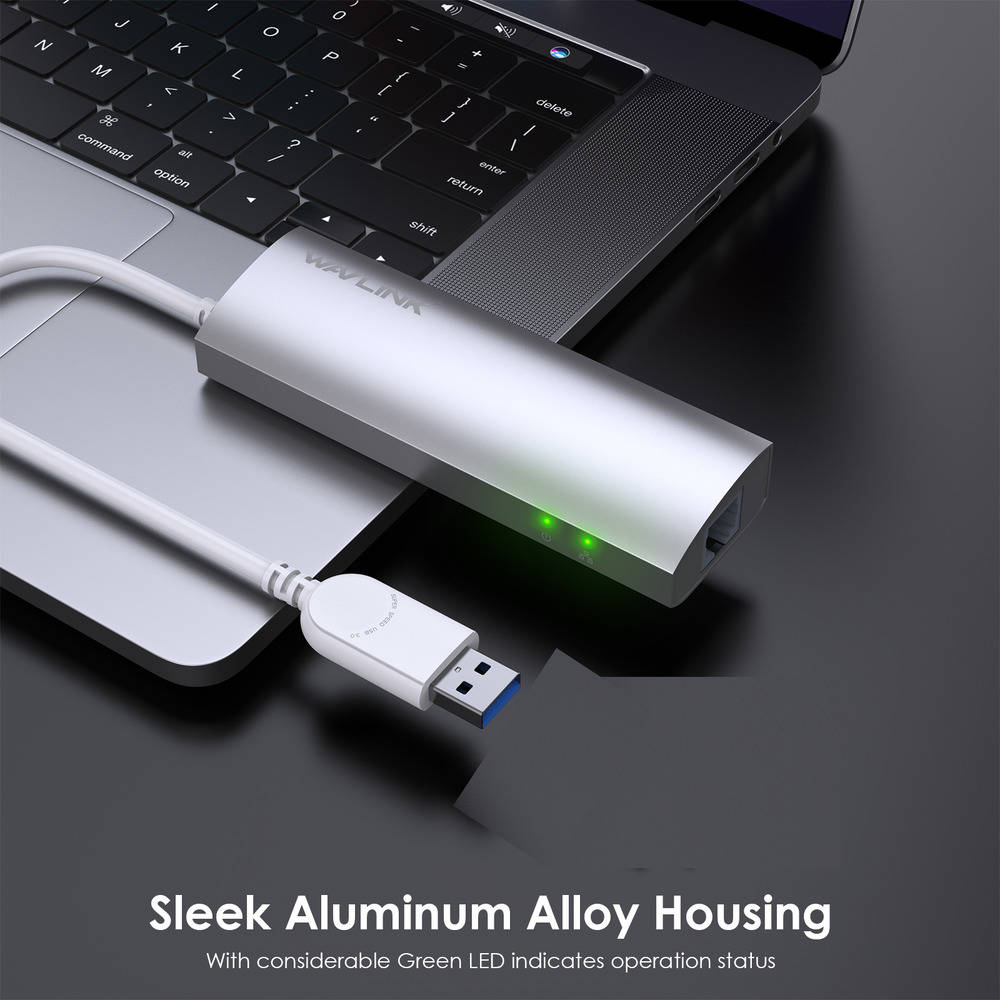 High-Speed USB 3.0 Gigabit Ethernet Adapter with 3-Port Hub