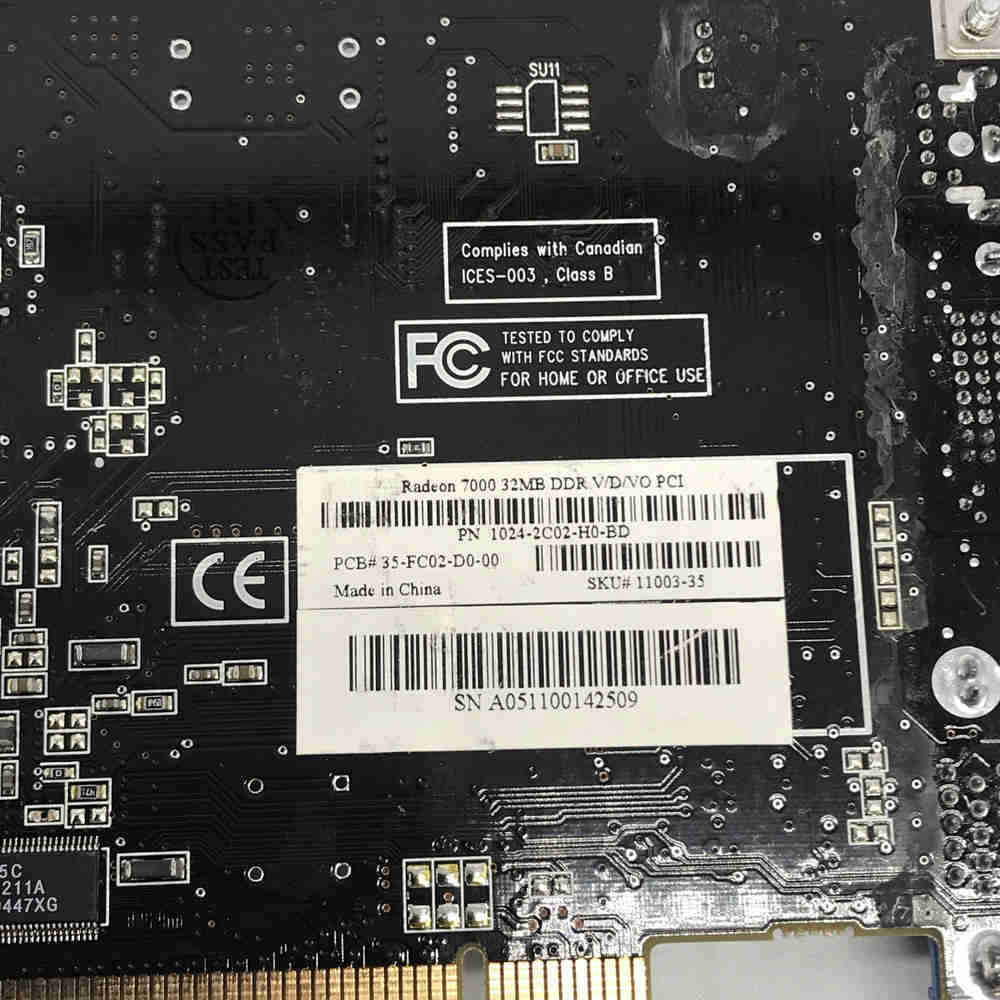 ATI Sapphire Radeon 7000 V/D/VO 32MB PCI DVI-VGA Graphics Card
