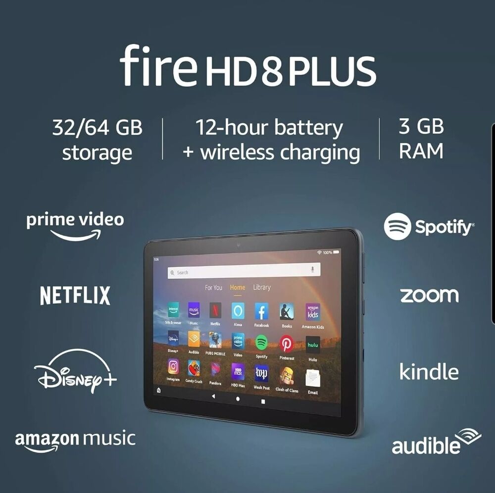 Amazon Kindle Fire HD 8 Plus Tablet, 10th Gen, 8" Display, Alexa, 64GB, Black