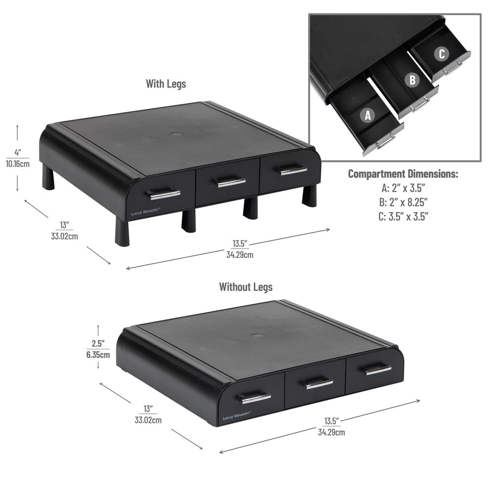 Ergonomic Monitor Stand with Storage Drawer