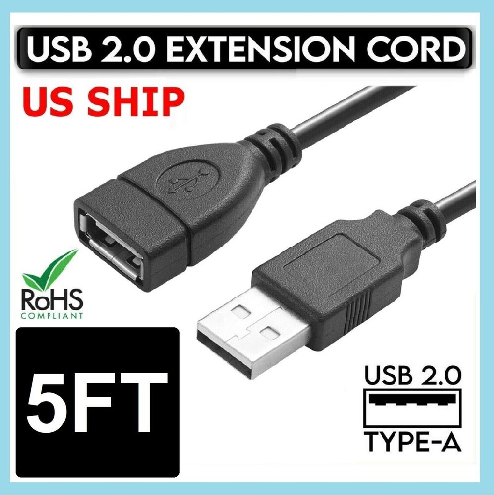 High-Speed USB 2.0 Extension Cable with Male/Female Connectors