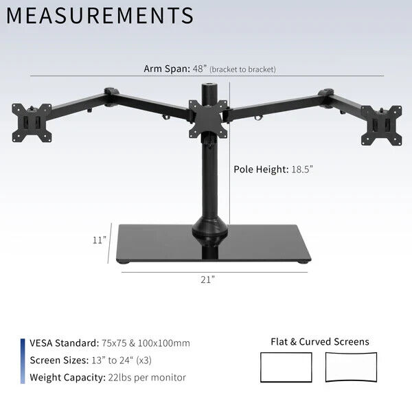 Vivo Triple Monitor Desk Stand - STAND-V003FG