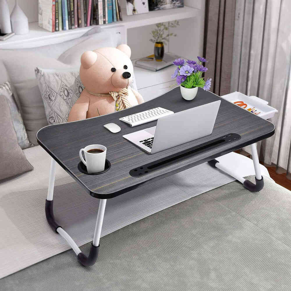 Portable Laptop Bed Desk with USB Charging, Black