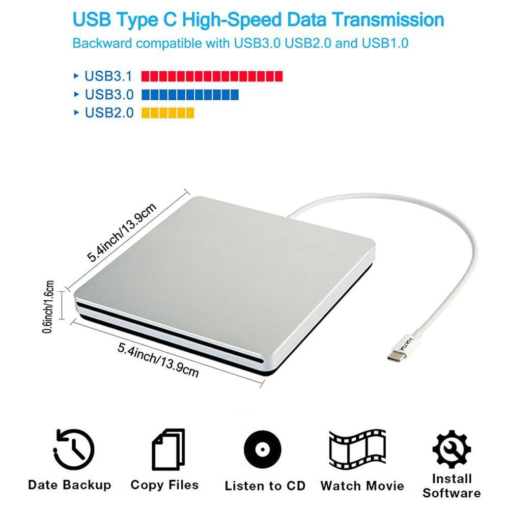 USB-C Superdrive - External DVD/CD Reader and Burner for MacBook