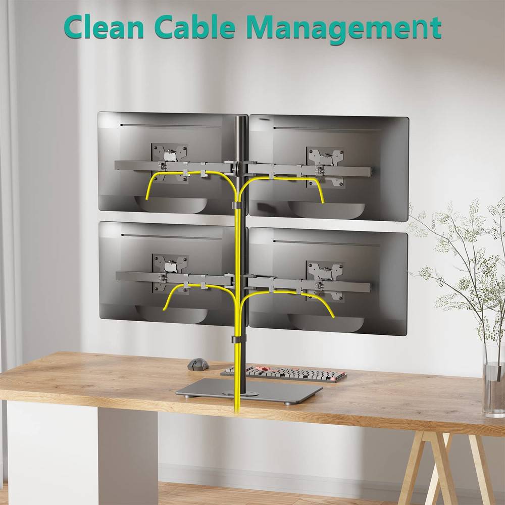 Quad Monitor Stand - Ergonomic and Adjustable Desk Mount
