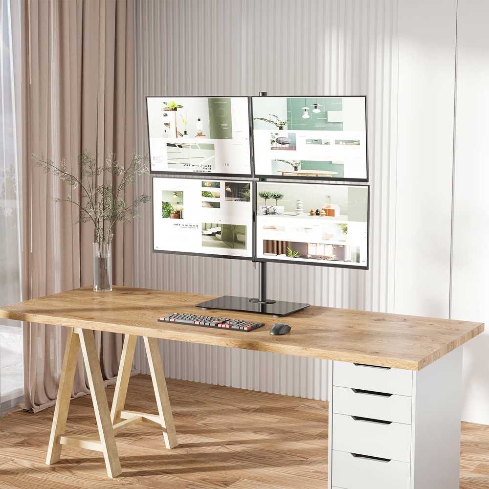 Quad Monitor Stand - Ergonomic and Adjustable Desk Mount
