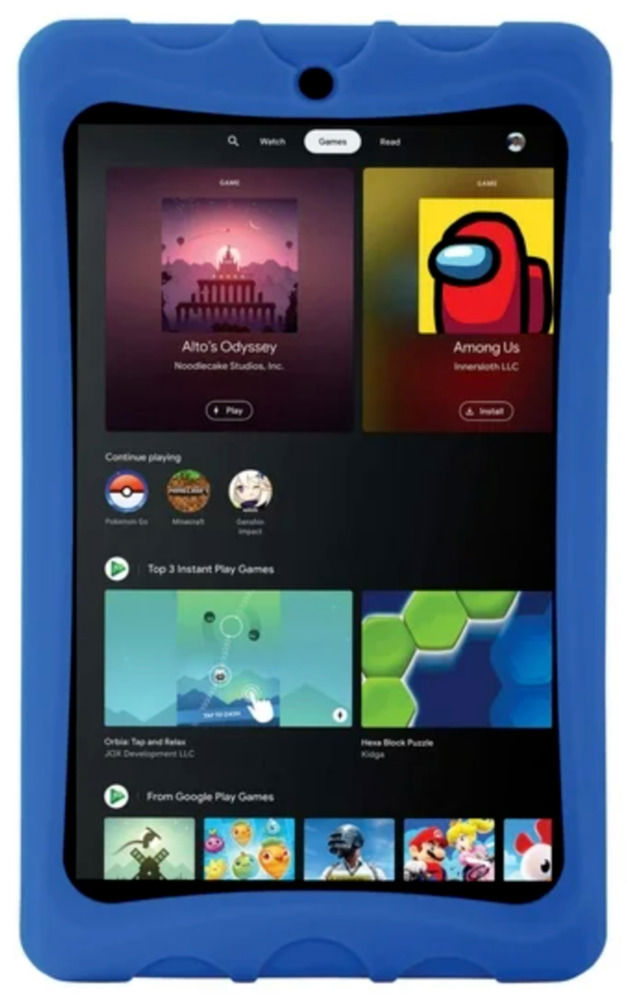Onn. Surf 8 Kids Tablet 32GB Android with Blue Rubberized Sleeve & Stand