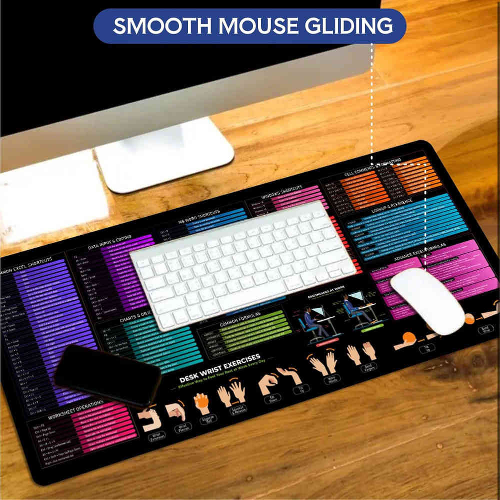 Excel Shortcut Desk Pad - Waterproof XL Mat for Enhanced Productivity