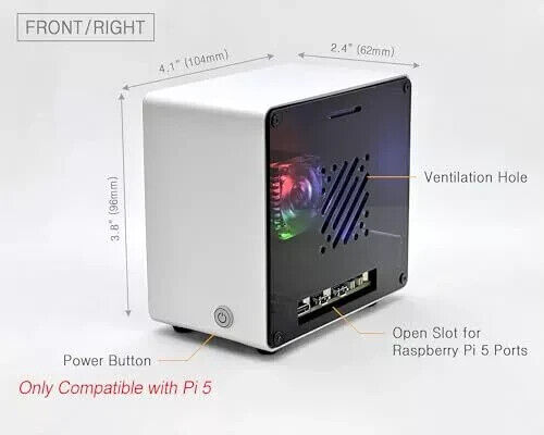 Raspberry Pi 5 Aluminum Mini Tower Case with Cooling Fan