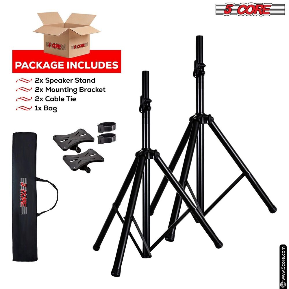 5Core Adjustable Tripod Speaker Stands for DJ Studio, 48 Inch Tall