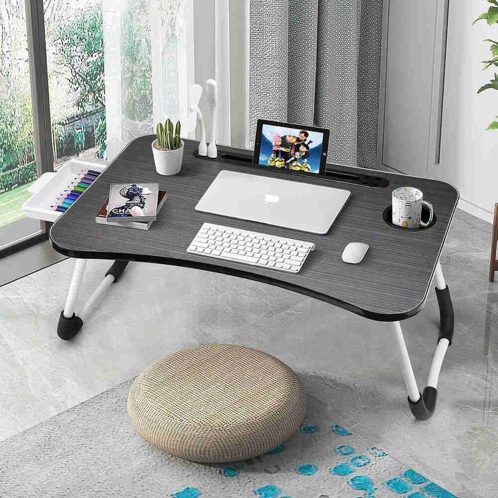 Portable Laptop Bed Desk with USB Charging, Black