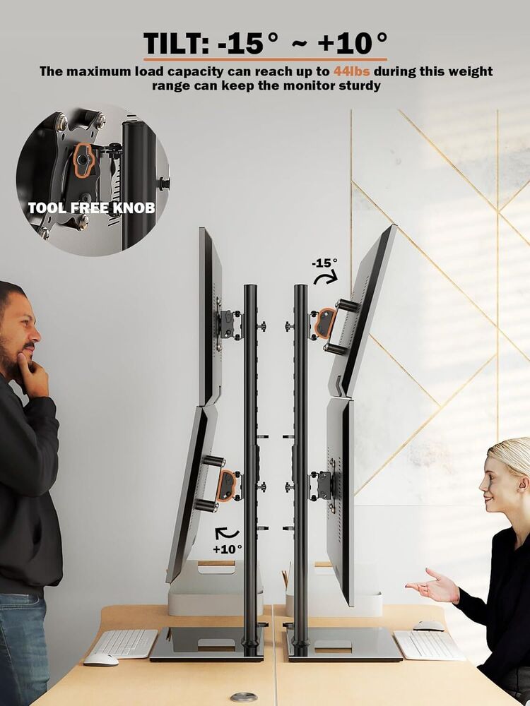 Vertical Dual Monitor Stand - Ergonomic and Space-Saving